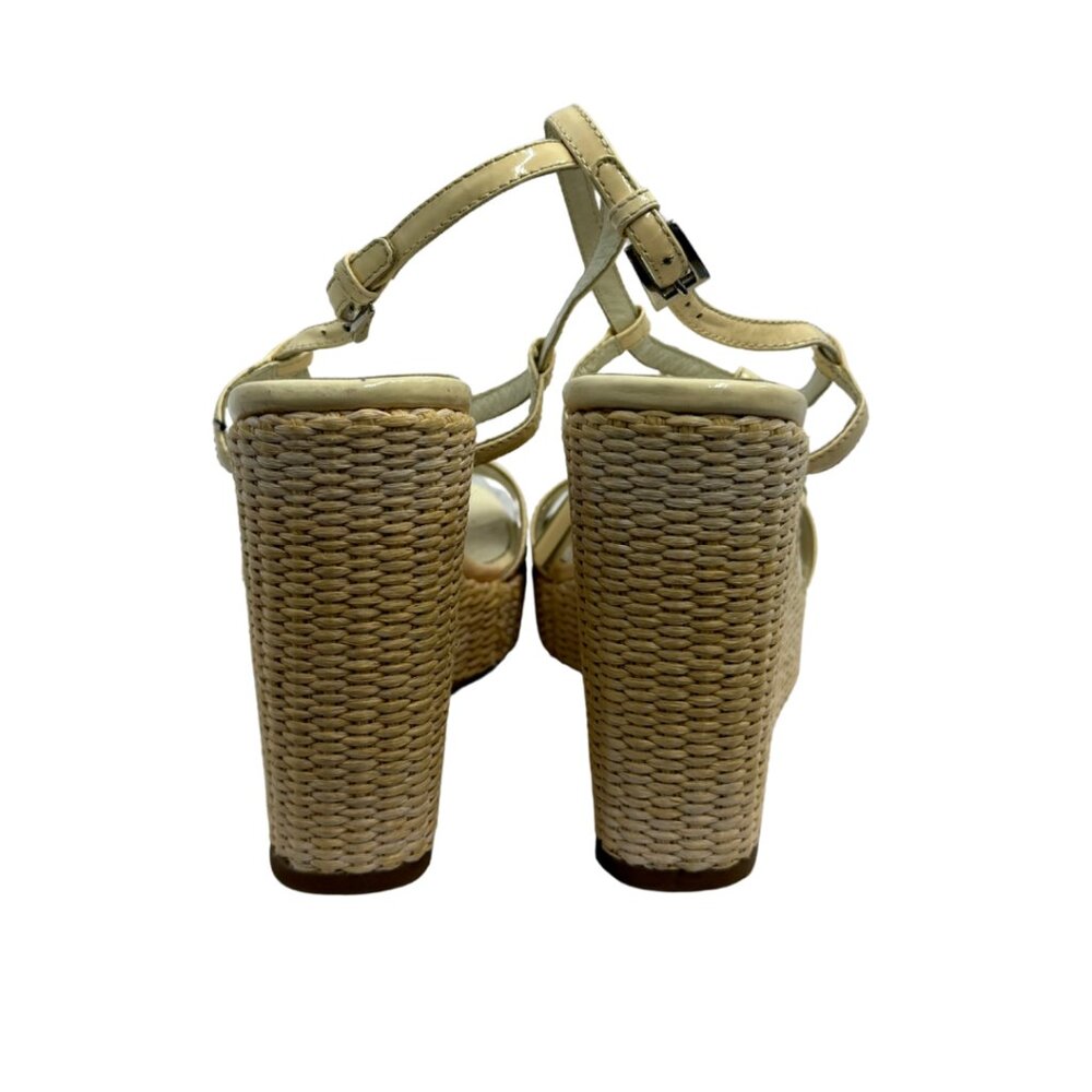 Prada Flower Patent Leather Woven Wedges - Picture 3 of 7